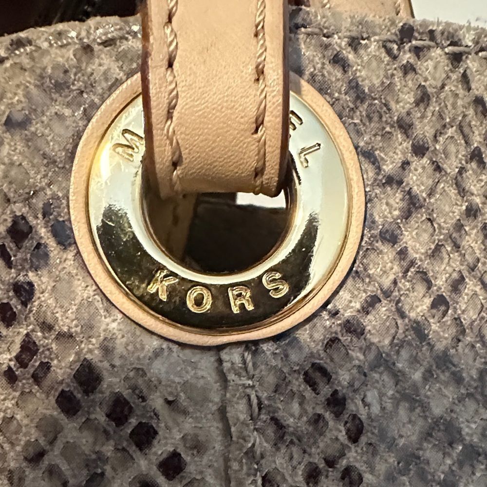 Michael Kors Python snake print gray leather tote… - image 8